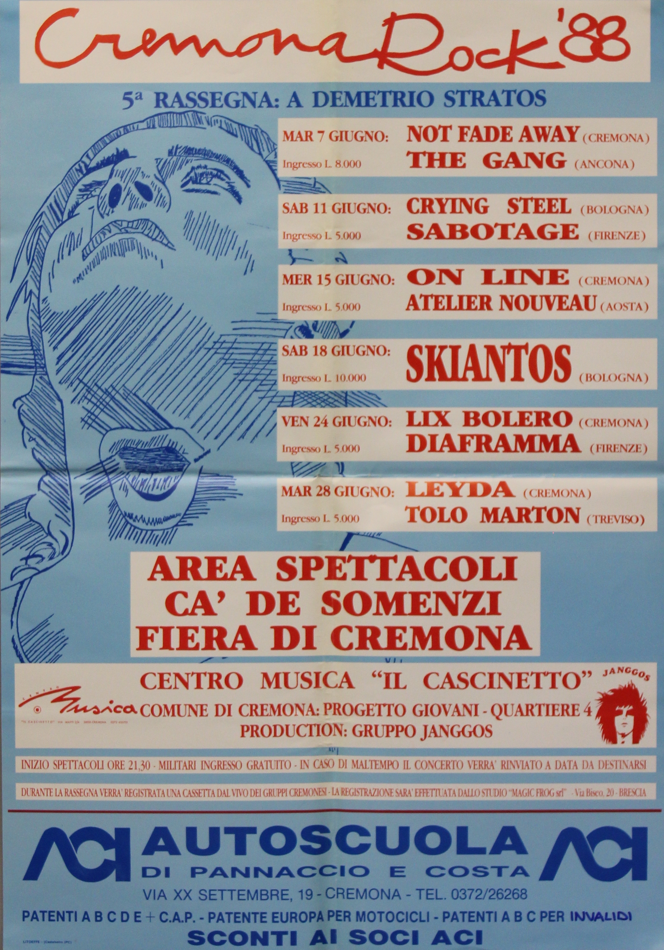 Cremona Rock 1988 - Manifesto con il programma generale 