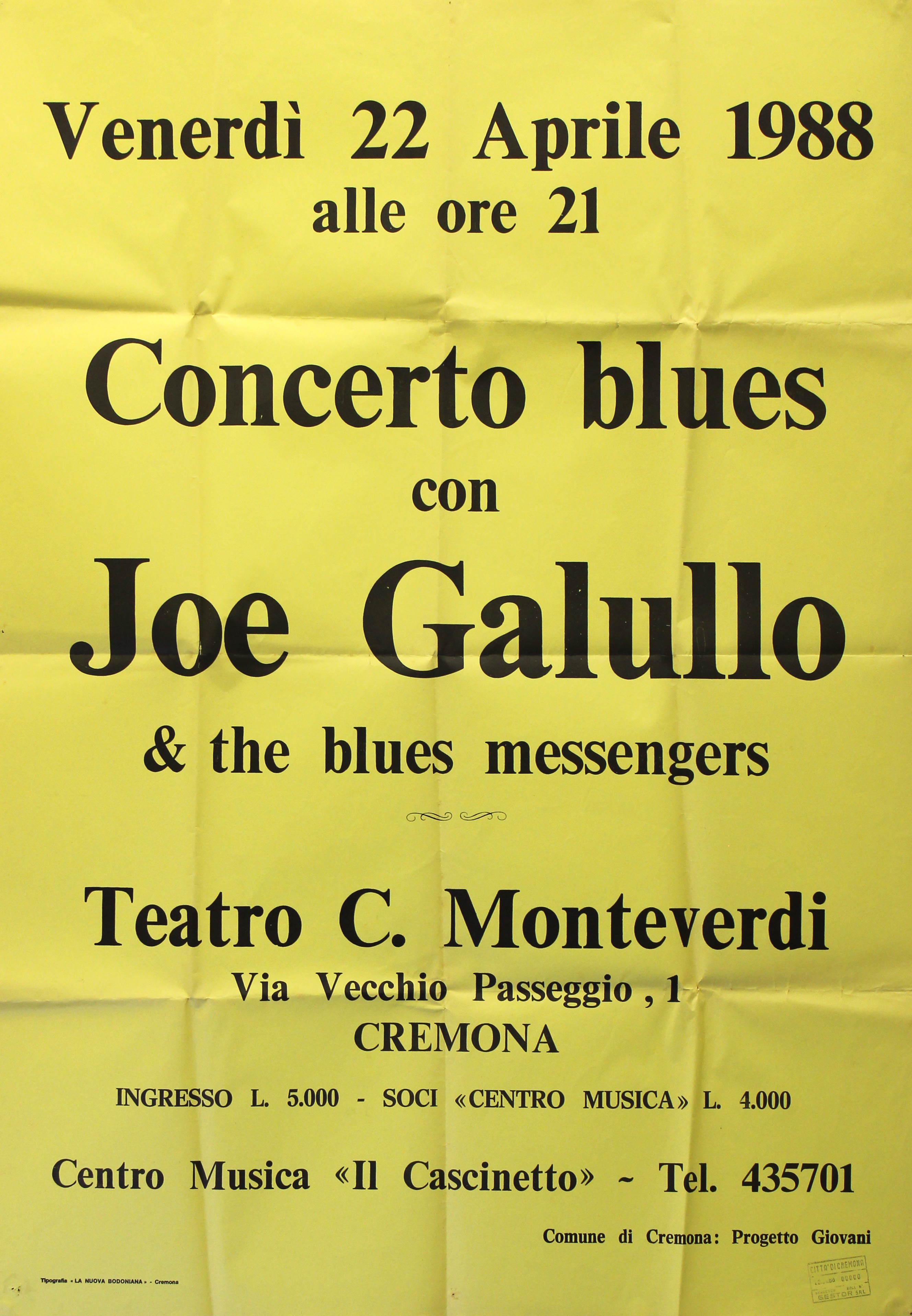 Spaziando 1988 - Manifesto Joe Galullo & The Blues Messengers